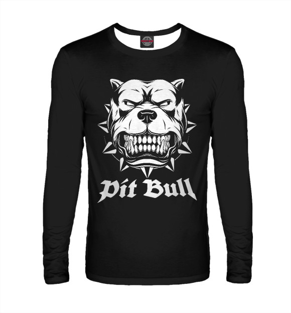 Мужской лонгслив с изображением Злой Питбуль (Pit Bull) цвета Белый