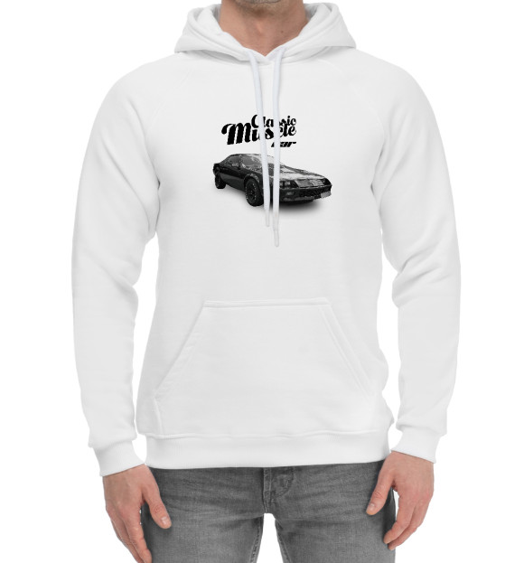 Мужской хлопковый худи с изображением Classic muscle car цвета Белый
