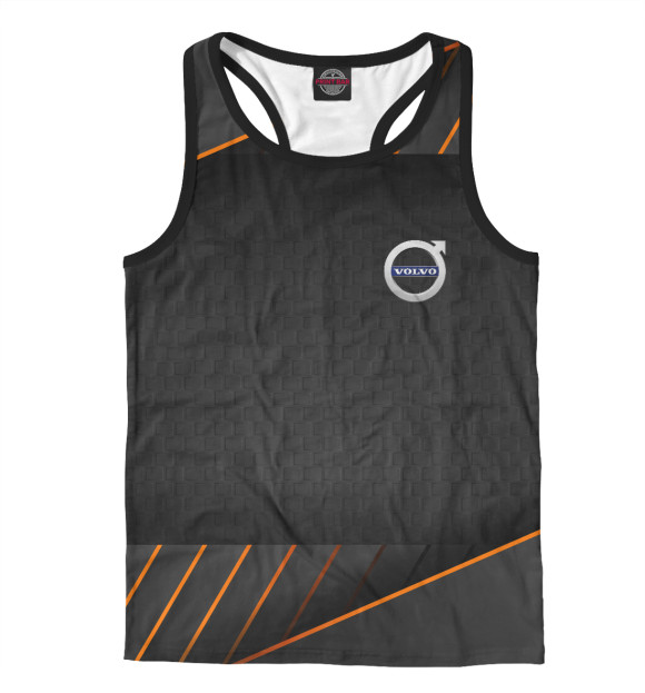 Мужская майка-борцовка с изображением Volvo / Вольво цвета Белый