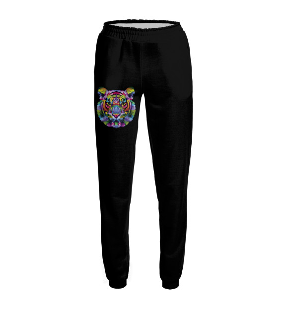 Женские спортивные штаны с изображением Color tiger цвета Белый