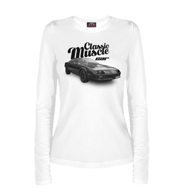 Женский лонгслив с изображением Classic muscle car цвета Белый