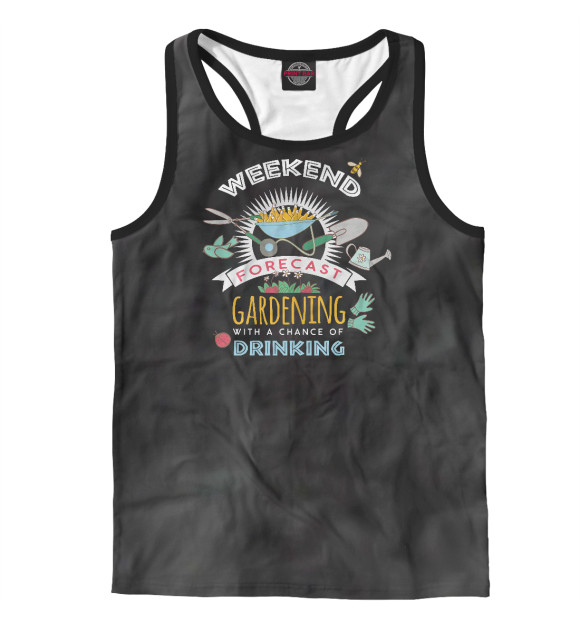 Мужская майка-борцовка с изображением Weekend Forecast Gardening цвета Белый