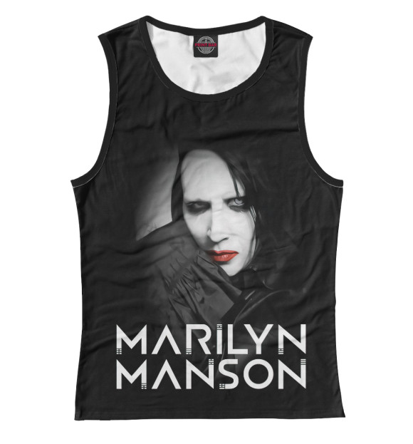 Майка для девочки с притом Marilyn Manson цвета Белый Майка для девочки с изображением Marilyn Manson цвета Белый