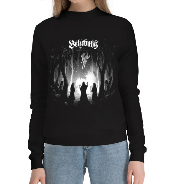 Женский хлопковый свитшот с изображением Belzebubs цвета Черный