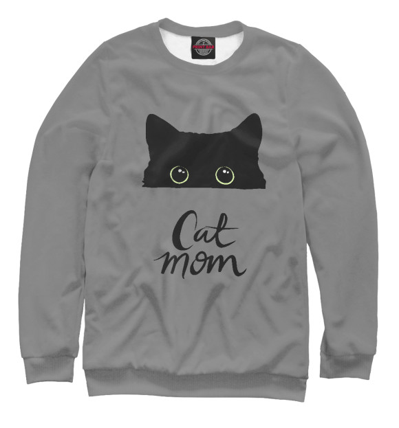 Свитшот для девочек с изображением Cat Mom цвета Белый