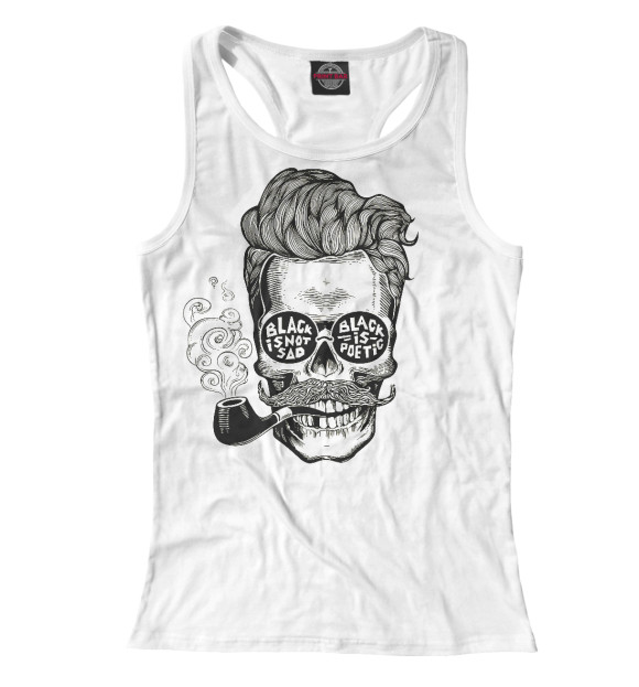 Женская майка-борцовка с изображением Black is not sad, black is poetic цвета Белый