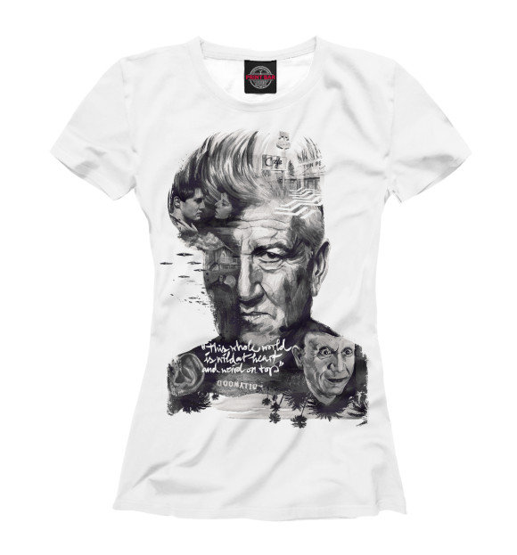 Женская футболка с изображением David Lynch цвета Белый