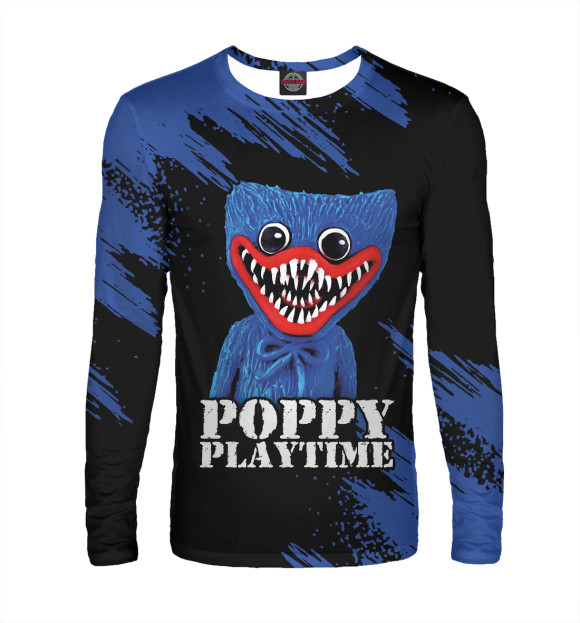 Мужской лонгслив с изображением Poppy Playtime Хагги Вагги цвета Белый