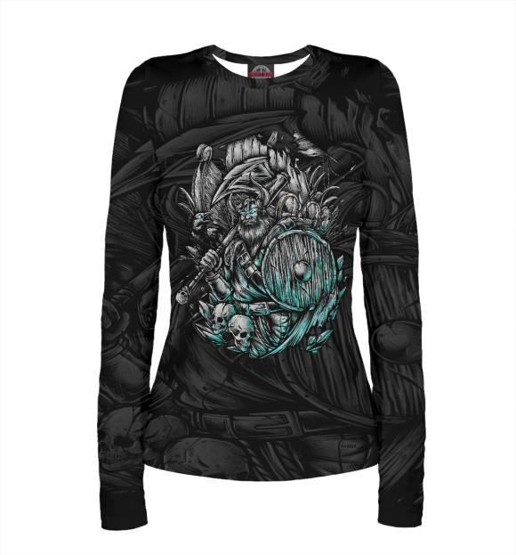 Женский лонгслив с притом Варяг цвета Белый Женский лонгслив с изображением Варяг цвета Белый