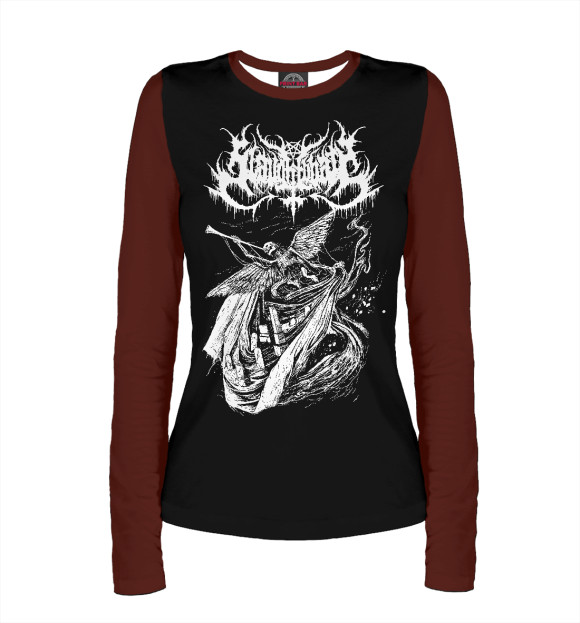 Женский лонгслив с изображением Sarcofago цвета Белый