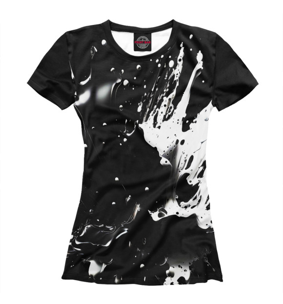 Женская футболка с изображением Черно-белые брызги цвета Белый