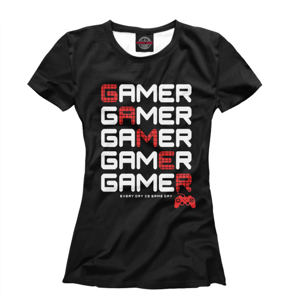 Женская футболка с изображением Gamer цвета Белый