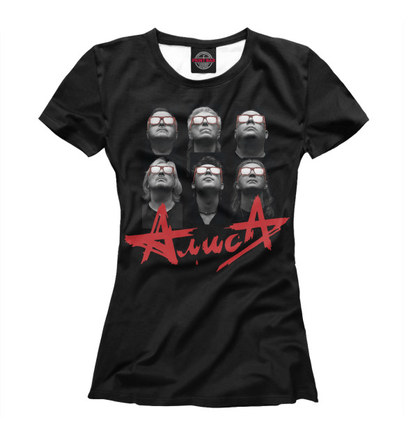 Женская футболка с изображением Рок-Группа АЛИСА цвета Белый