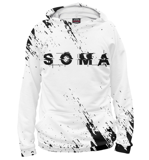 Мужское худи с изображением Soma цвета Белый