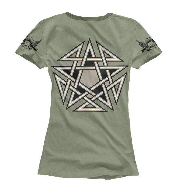 Женская футболка с изображением Матрёшка со звездой орнаментом цвета Белый