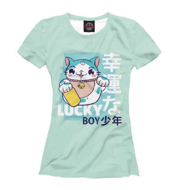 Женская футболка с изображением Lucky Boy цвета Белый