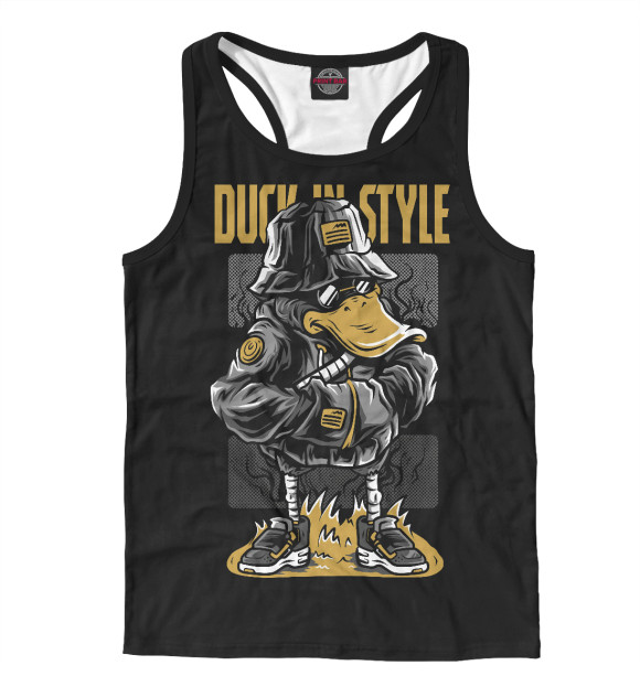 Мужская майка-борцовка с изображением DUCK STYLE цвета Белый