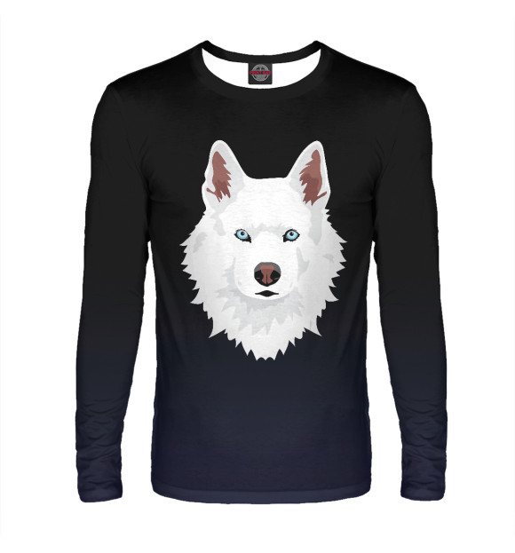 Мужской лонгслив с изображением White Siberian Husky цвета Белый