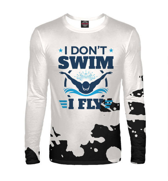 Мужской лонгслив с изображением I Don't Swim I Fly Swimming цвета Белый