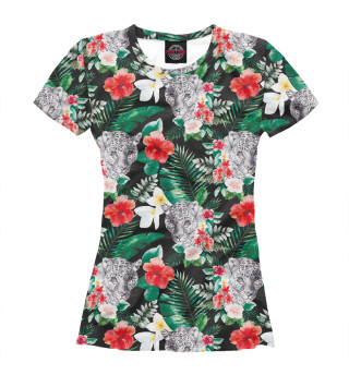 Женская футболка Тигрица и цветы