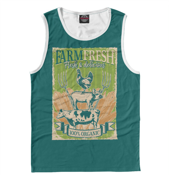 Мужская майка с изображением Фермерская свежесть цвета Белый