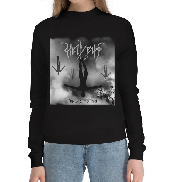 Женский хлопковый свитшот с изображением Helheim цвета Черный