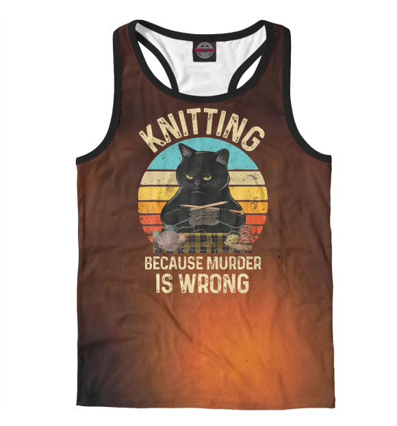 Мужская майка-борцовка с изображением Knitting Because Murder цвета Белый