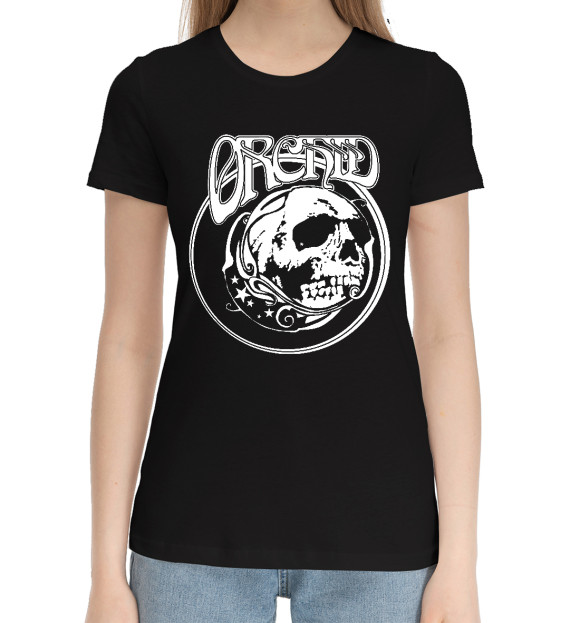 Женская хлопковая футболка с притом Orchid цвета Черный Женская хлопковая футболка с изображением Orchid цвета Черный