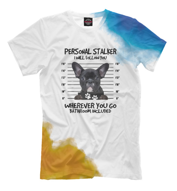 Мужская футболка с изображением Personal Stalker bulldog цвета Белый