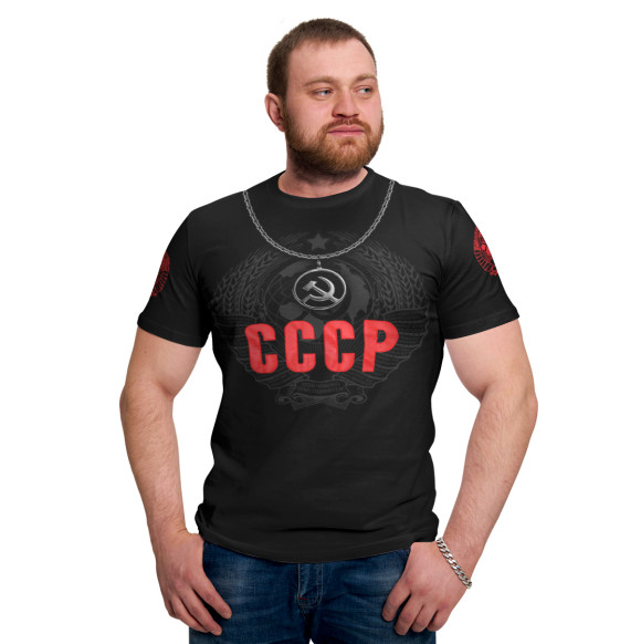 Мужская футболка с изображением СССР Кулон цвета Белый