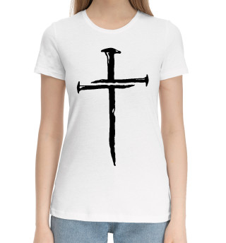 Хлопковая футболка для девочек Крест из гвоздей