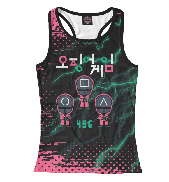 Женская майка-борцовка с изображением Игра в кальмара цвета Белый