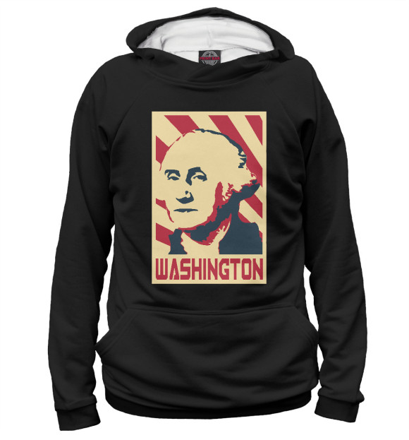 Женское худи с изображением Washington (черный фон) цвета Белый