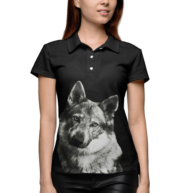 Женское поло с притом Волк цвета Белый Женское поло с изображением Волк цвета Белый