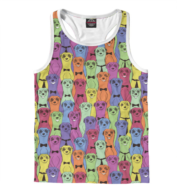 Мужская майка-борцовка с изображением Сурикаты цвета Белый