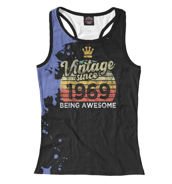 Женская майка-борцовка с изображением Vintage Since 1969 цвета Белый