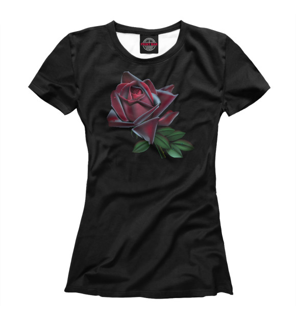 Женская футболка с изображением Черная роза цвета Белый