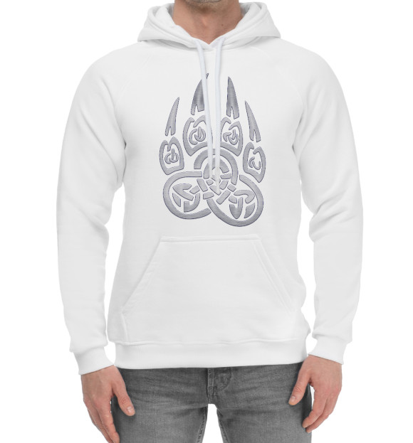 Женский хлопковый худи с изображением Оберег Печать Велеса цвета Белый