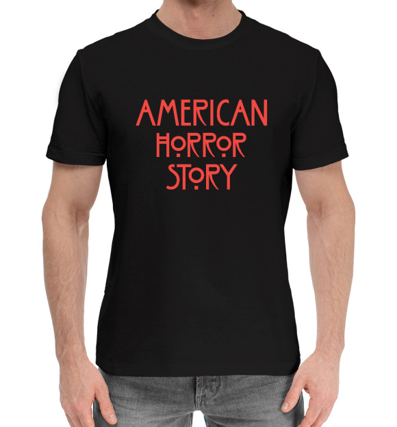Мужская хлопковая футболка с изображением AMERICAN HORROR STORY цвета Черный
