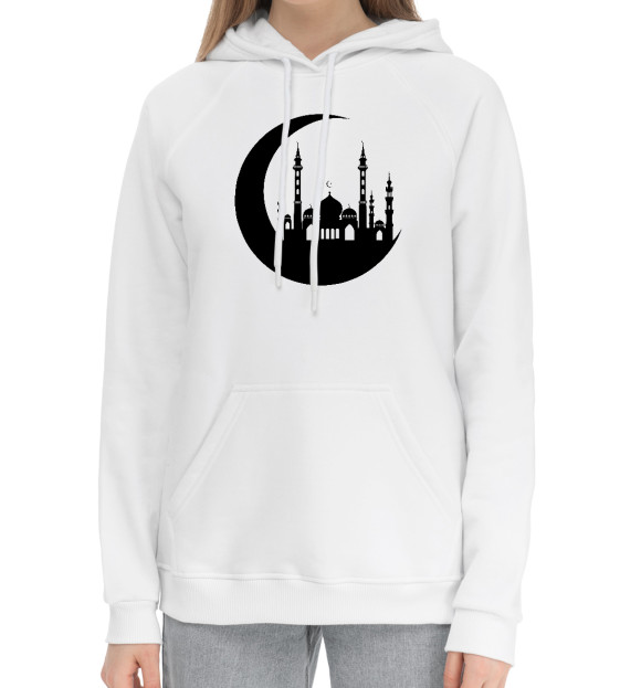 Женский хлопковый худи с изображением Islam цвета Белый