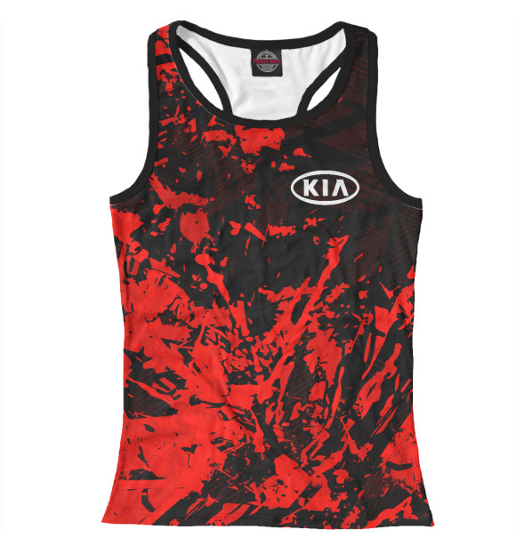 Женская майка-борцовка с изображением КИА Спорт красно черный цвета Белый