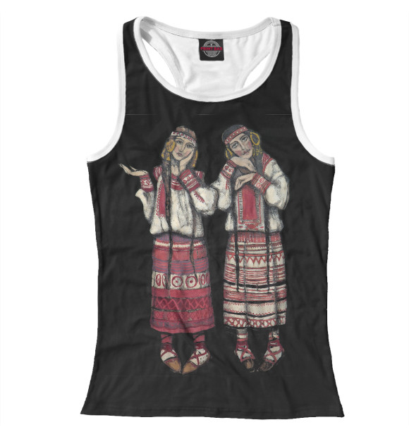 Женская майка-борцовка с изображением Рерих Крестьянки цвета Белый