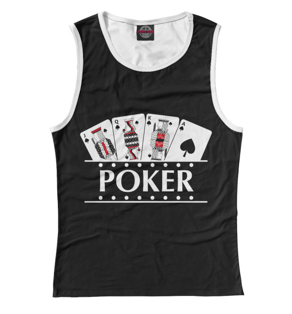 Майка для девочки с притом Покер цвета Белый Майка для девочки с изображением Покер цвета Белый