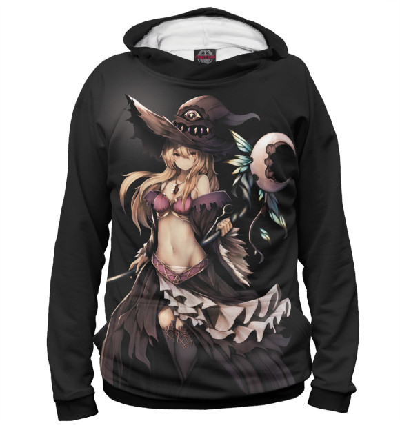 Мужское худи с изображением Секси ведьма блондинка цвета Белый