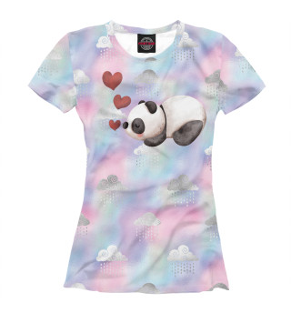 Футболка для девочек Панда с сердечками