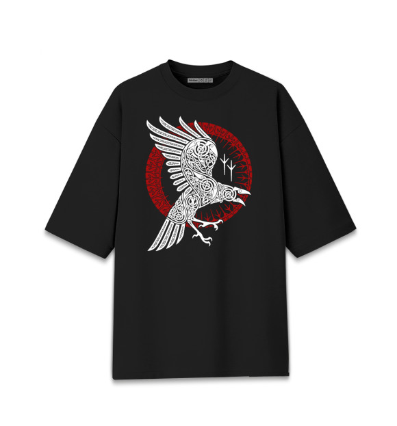 Мужская футболка оверсайз с изображением Ворон цвета Черный