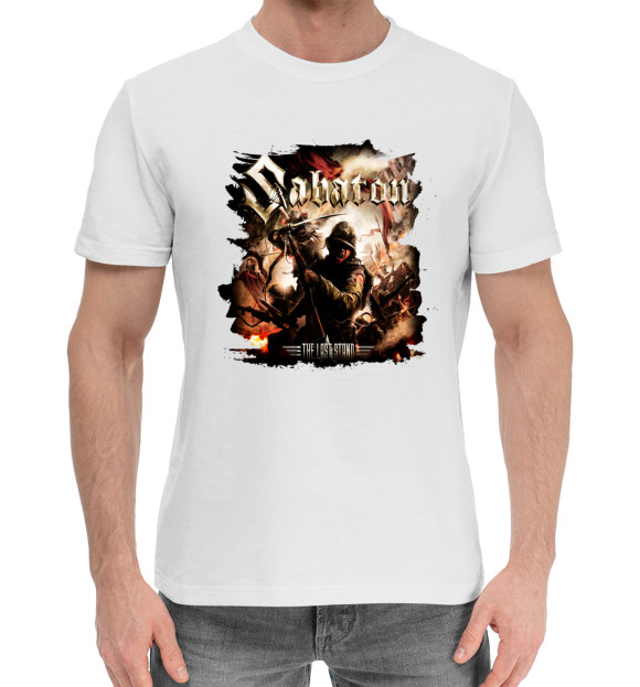 Мужская хлопковая футболка с изображением Sabaton цвета Белый