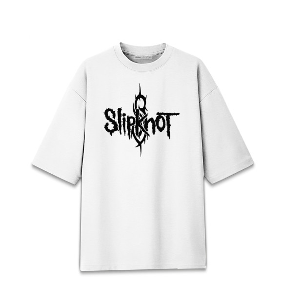 Женская футболка оверсайз с изображением Slipknot цвета Белый
