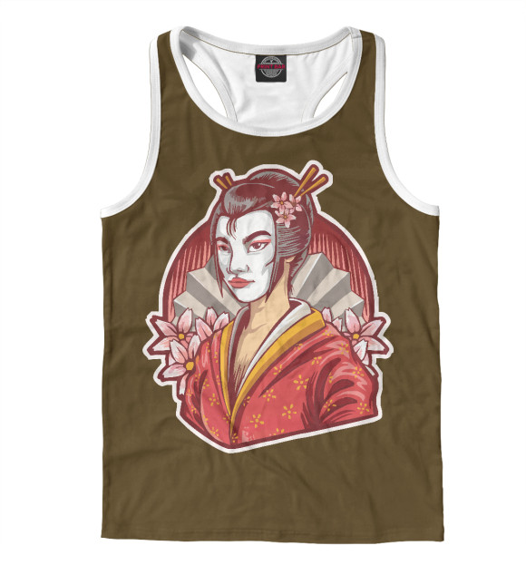 Мужская майка-борцовка с изображением Япона Гейша цвета Белый