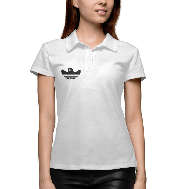 Женское поло с изображением Призрак Адидаса цвета Белый